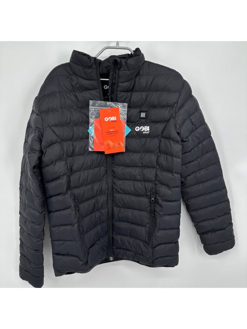 Gobi Heat Women’s Wolf Heated Zip Puffer Jacket size L 3-Zone Black Battery Pack